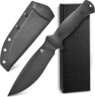 Sitivien ST38 Fixed Blade Knife Black Stonewashed AEB-L Steel Blade G10 Handle Full Tang Knife with Sheath for Outdoor Camping Hiking Working Survival (Black) product image