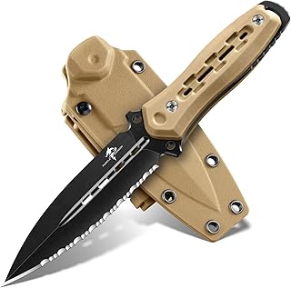 Purple Dragon Fixed Blade Knife with Kydex Sheath,440C Steel Full Tang Outdoor Utility Knife with G10 Handle for Camping, Hiking,Bushcraft & Outdoor Use-Black-Brown product image