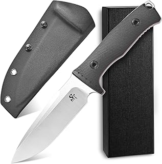 Sitivien ST37 Fixed Blade Knife DC53 Steel Blade Two Tone G10 Handle Full Tang Knife with Sheath for Outdoor Camping Hiking Working Survival (Silver) product image