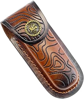 Leather Knife Sheath, Folding Knife Holder Pocket Knifes Case with Belt Loop for Camping Hunting Fishing Hiking Jungle product image