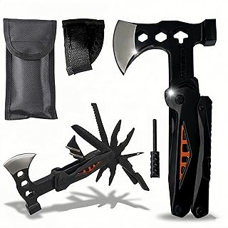 18-in-1 Multitool Hatchet Camping Axe with Hammer & Knife with Protective Sheath, Survival Gear for Men Dad, Emergency Car Tool & Hiking Accessories, Cool Gadgets for Outdoor Hiking Emergency product image