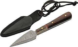 SANZ Damascus Hunting Knife 5 inch - Fixed Blade Outdoor Knife with Stag/Wood Handle, Full Tang Blade & Sheath for Hunting, Camping & Outdoor uses for Men product image