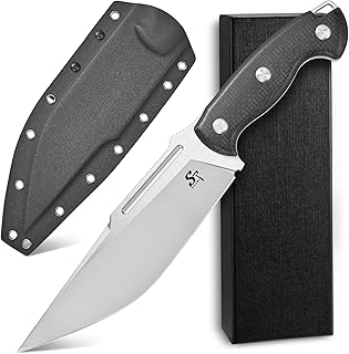 Sitivien ST40 Fixed Blade Knife VG10 Steel Blade Micarta Handle Full Tang Knife with Sheath for Outdoor Camping Hiking Working Survival (Black) product image