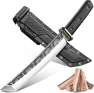 Purple Dragon Tanto Knife with Sheath - Japanese Fixed Blade Knife Forged from a Single Piece of D2 Steel - Survival Knives with G10 Handle - Outdoor Gifts for Men product image