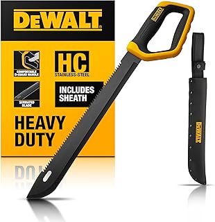 DEWALT 21 Inch MA61 D-Guard Machete - Full Tang Stainless Steel Blade with Saw Back & Protective D-Guard Non-Slip TPR Handle with Nylon Sheath for Brush Clearing, Yard Work, Camping and Outdoor Use product image
