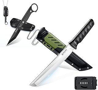 Dragon Creek Fixed Blade Knifes - Black Fixed Blade Neck Knife with Green Outdoor Survival Knife with Sheath for Camping Hiking Gift Men product image