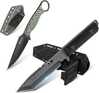 Dragon Creek Outdoor Knife - Green Fixed Blade Knife with Black Outdoor Survival Knife with Sheath for Camping Hiking Gift Men product image