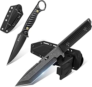 Dragon Creek Outdoor Knife - Black Fixed Blade Knife with Black Outdoor Survival Knife with Sheath for Camping Hiking Gift Men product image