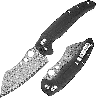 OKNIFE Sentry R1 Damascus Folding Chef Knife, 4.61'' Damascus Steel Blade Foldable Kitchen Knife, Portable BBQ Knife with G10 Handle, Outdoor Survival Camping, Suitable for Men and Women (Black) product image