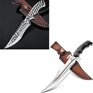 Purple Dragon Fixed Blade Knife with Sheath, Full Tang Survival Knife, Silver Bushcraft Knives for Outdoor Camping, Hiking, Gift for Men product image