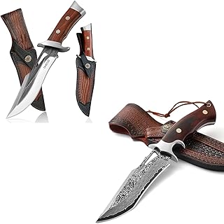 Omesio Survival Knife Set Hunting Knives for Men, 5.7" Large AST Mold Steel Blade Wood Handle Camping Knife for Hiking, Bushcraft, Outdoor product image