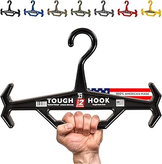 Прочный крючок Original Multipurpose Heavy Duty Hanger, произведенный в США, с противоскользящим покрытием, грузоподъемностью 200 фунтов, идеально подходит для тактического снаряжения, бронежилетов, снаряжения для подводного плавания, фитнес-жилетов, 1 черная пластиковая деталь