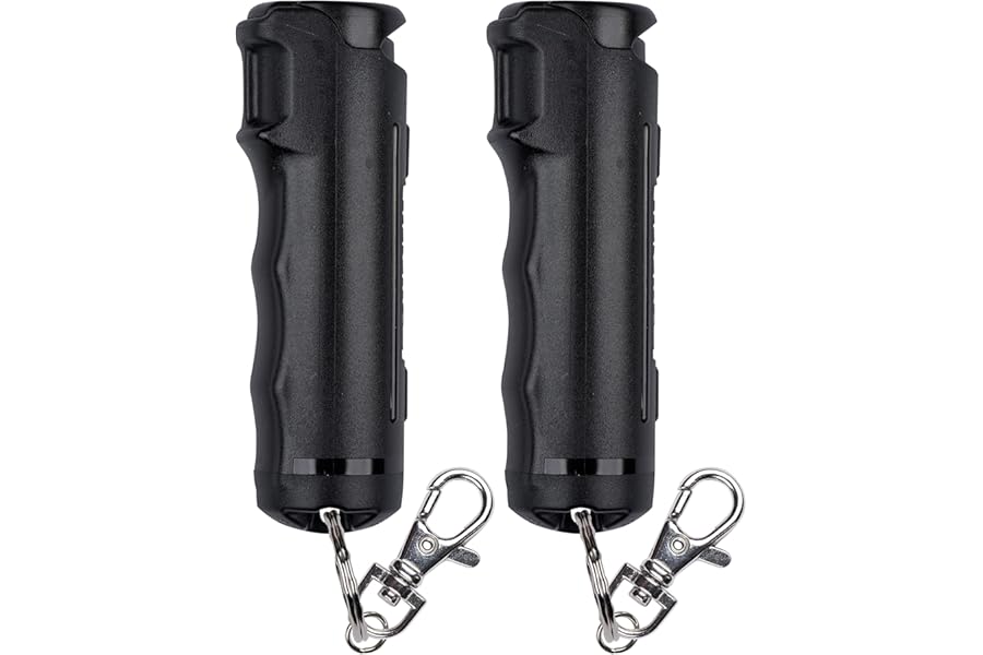 Sabre Pepper Gel - быстрый откидной колпачок, брелок с защелкой, удобный в использовании и переноске, максимально эффективный полицейский перцовый спрей с УФ-красителем для самообороны, время распыления 10 секунд, рукоятка для пальцев для более быстрого прицеливания, 0,54 жидких унции.