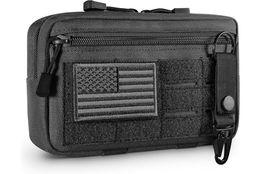 FRTKK Tactical Molle Admin Pouch Utility Laser Cut EDC Tool Pouch Bag Горизонтальные модульные сумки включают нашивку с флагом США и брелок