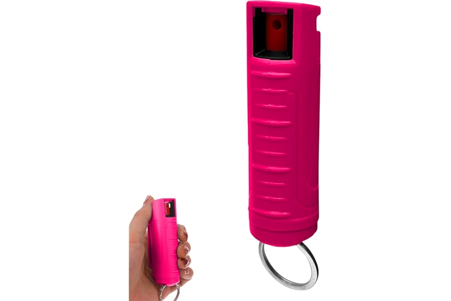 FURY Hardshell Pepper Spray - дальность действия 12 футов, максимальная сила, УФ-краситель для идентификации, защита от утечки и сбоев, скользящий спусковой крючок, клипса для ремня и кольцо для ключей, несколько цветовых вариантов, спрей для самообороны