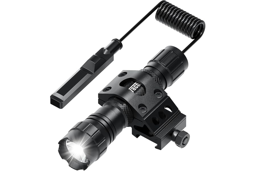 Feyachi Tactical Flashlight 1200 Lumens 11000Candela Rifle Light with Mlock Offset Mount & Pressure Switch 200m Beam 4H Runtime IP65 Waterproof & Shockproof AR Flashlight product image