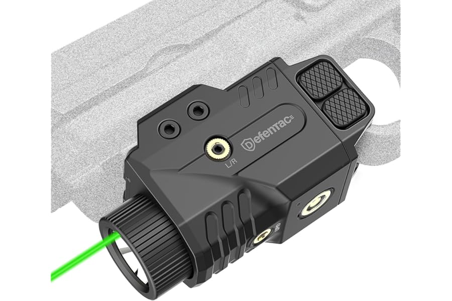 DEFENTAC 800lm Pistol Light and Green Laser Sight Combo for Guns, Tactical Flashlight White LED and Green Beam Combo, Magnetic Charging product image