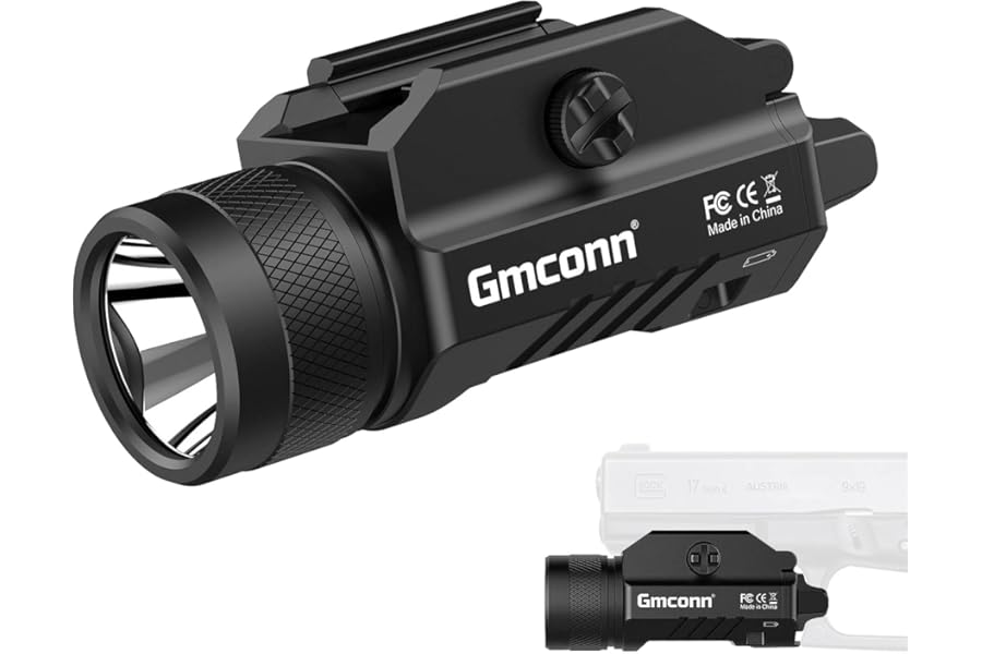 Gmconn 1250 Lumen Tactical Flashlight Pistol Light Rail Mounted LED Gun Light Strobe Weaponlight for Glock Pistol and Picatinny MIL-STD-1913 product image