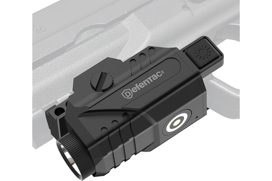 DEFENTAC Pistol Light with Strobe Function for Guns, 600 Lumens Tactical Flashlight for Handguns, High Performance Weapon Light, Magnetic Charging product image
