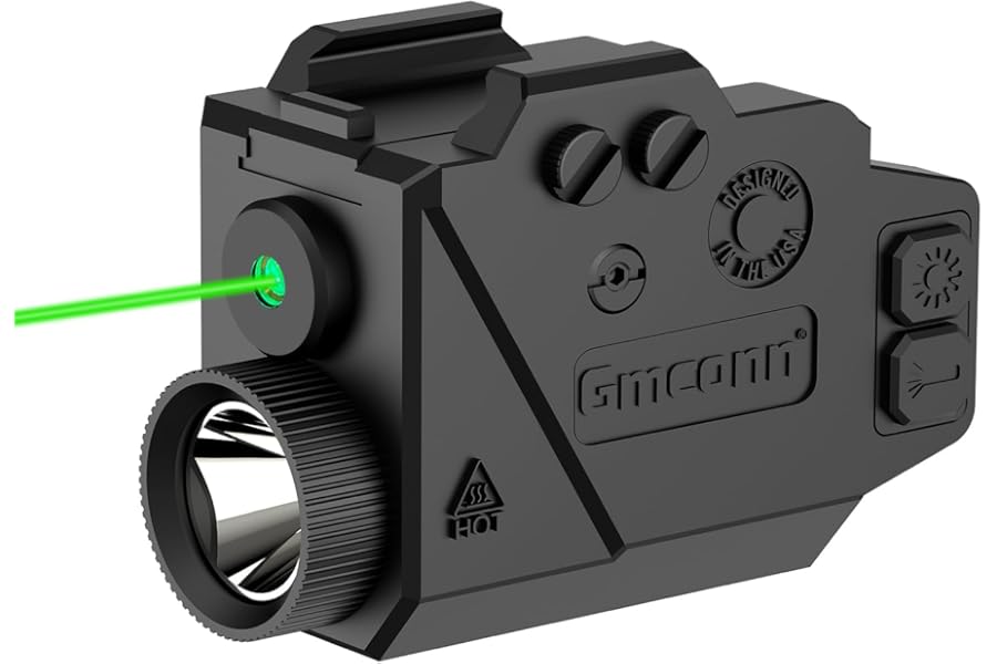 Gmconn 800 Lumens Tactical Flashlight Green Red Blue Laser Light Combo, Pistol Light with Beam Compatible with Picatinny Rail (Green Laser) product image