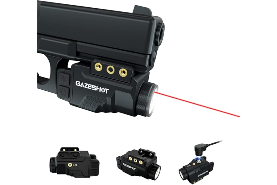 GAZESHOT Mini 700 Lumen Pistol Light Laser Combo Weapon Light Tactical Flashlights, Magnetic USB Rechargeable with Red Beam Sight and Strobe Mode for GL and Picatinny Rail product image