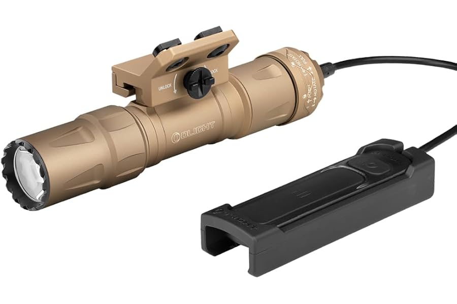 OLIGHT Odin S 1500 Lumens MLOK Rail Mounted Weaponlight Rechargeable Tactical Flashlight with Upgraded Remote Pressure Switch, 250 Meters Throw Distance, IPX8 Waterproof (Desert Tan) product image