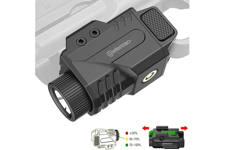 DEFENTAC 800lm Slidable Gun Light with Power Level Indicator, Magnetic Charging Pistol Flashlight W/Strobe, Compatible with Picatinny Rail (21±0.5MM Width) product image