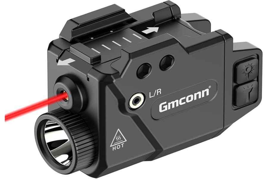 Gmconn 800 Lumen Pistol Light Red Laser Combo, Tactical Flashlight with Green Beam for Pistol with Rail (Red Laser) product image