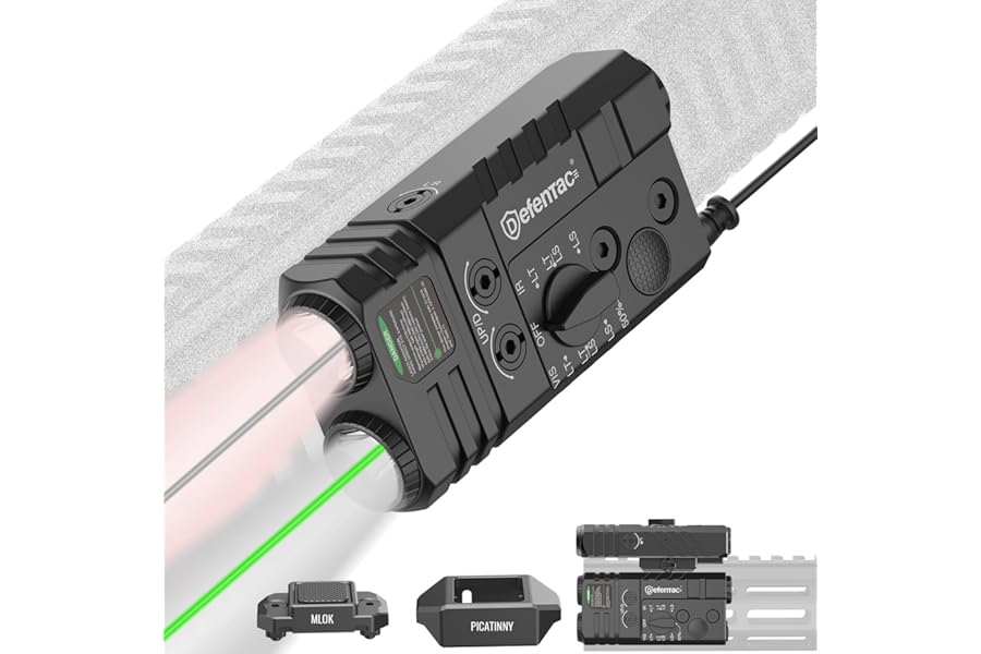 DEFENTAC Green/IR Laser and White/Infrared Flashlight Combo(4-in-1) is Compatible with Mlok/Picatinny Rail, 1450lm Light with Remote Pressure Switch for Rifle, Aluminum, Rechargeable product image