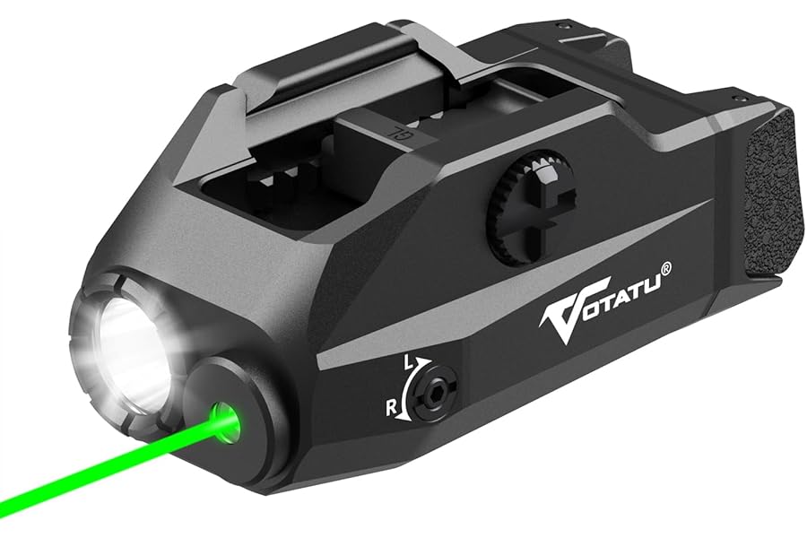 VOTATU G2L-G Pistol Light Laser Combo, 1000 Lumens Strobe Function Flashlihgt and Green Laser Sight, Adjustable Rail Keys Compatible with GL and Picatinny Rail, Low Profile Rechargeable Weapon Light product image