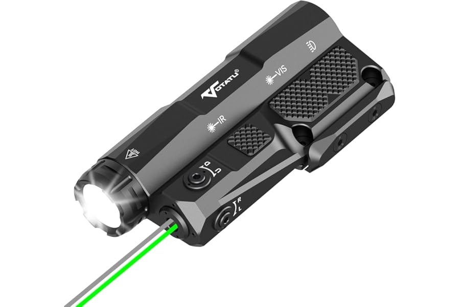 VOTATU MDL-IG 3000 Lumens Tactical Flashlight Laser Combo for Rifle, Green Laser/Light/IR Laser Sight Built-in Pressure Pad Switch, Compatible with M-LOK & Picatinny Rail product image