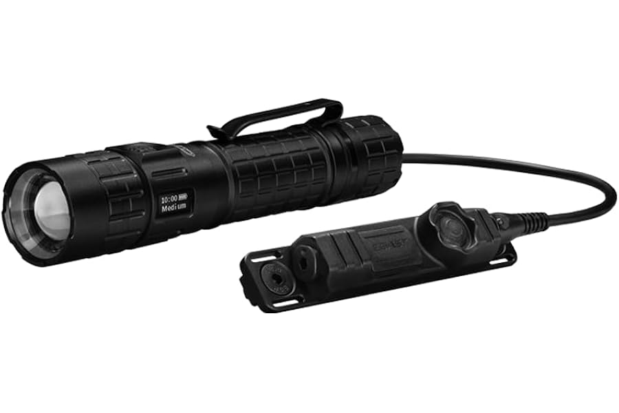 Coast TX300R 3000 Lumen Rechargeable Long Range Tactical LED Flashlight with Strobe, Spot and Flood Beams - POWERiQβ’ Digital Display, Durable Aluminum Build - Flashlight & Remote Switch Included product image