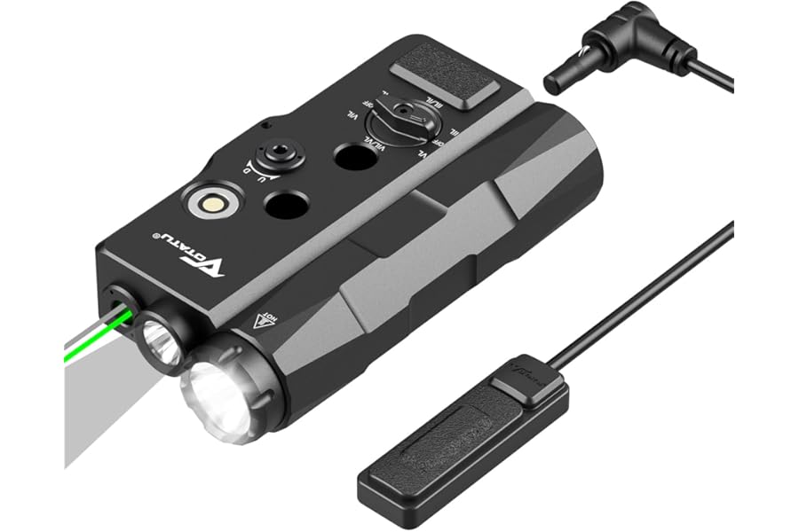VOTATU V848 Laser Light Combo, Green/IR Laser & 1700LM Flashlight/IR Illuminator Combo, Multi-Mode Display Screen Weapon Light Laser for Rifle and Shotgun Compatible with Mlok Picatinny Rail product image