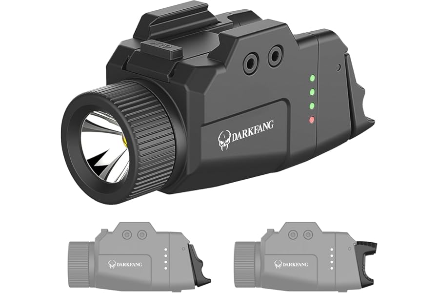 DARKFANG Compact Pistol Flashlight 1000 Lumen Tactical Flashlight with High and Low Rear Switch for Glock and Picatinny Rail product image