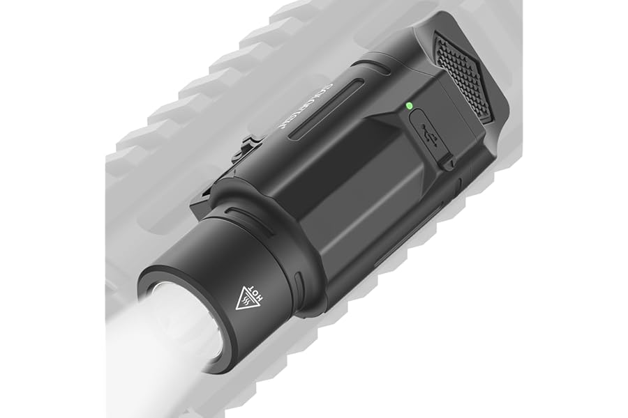 Solofish 1500 Lumen Slidable Tactical Flashlight Compatible with Picatinny 21mm Width Rail for Rifle (Not for Pistol), Rechargeable Weapon Light with Strobe/Momentary/Power Indicator product image