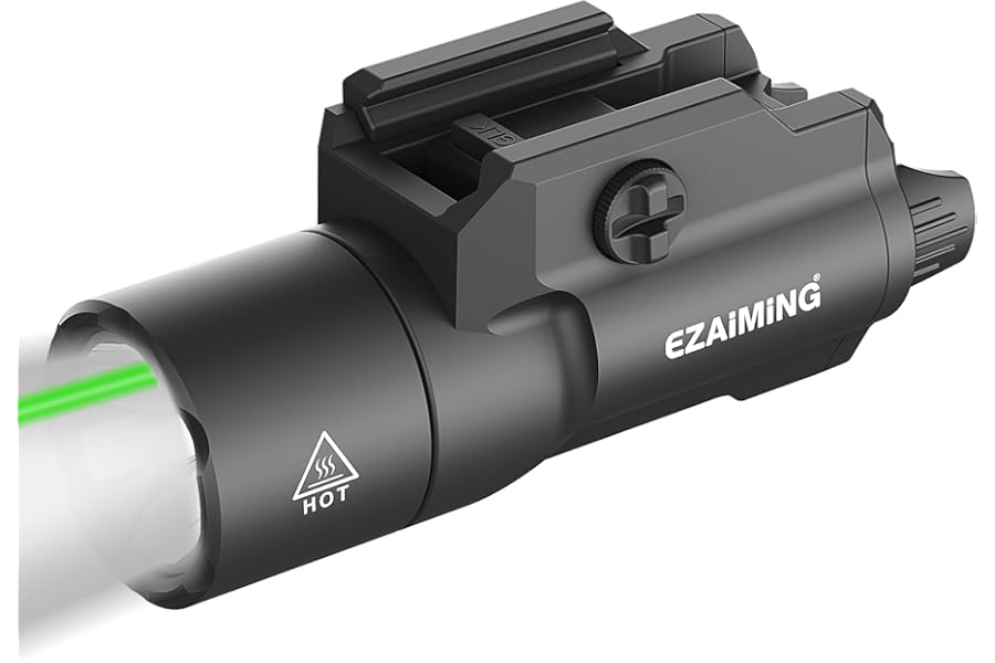 EZAIMING 1750 Lumen Tactical Flashlight Laser Combo for Full Size Pistol/Handgun, Momentary/Strobe Function for 1913 Picatinny Rail product image
