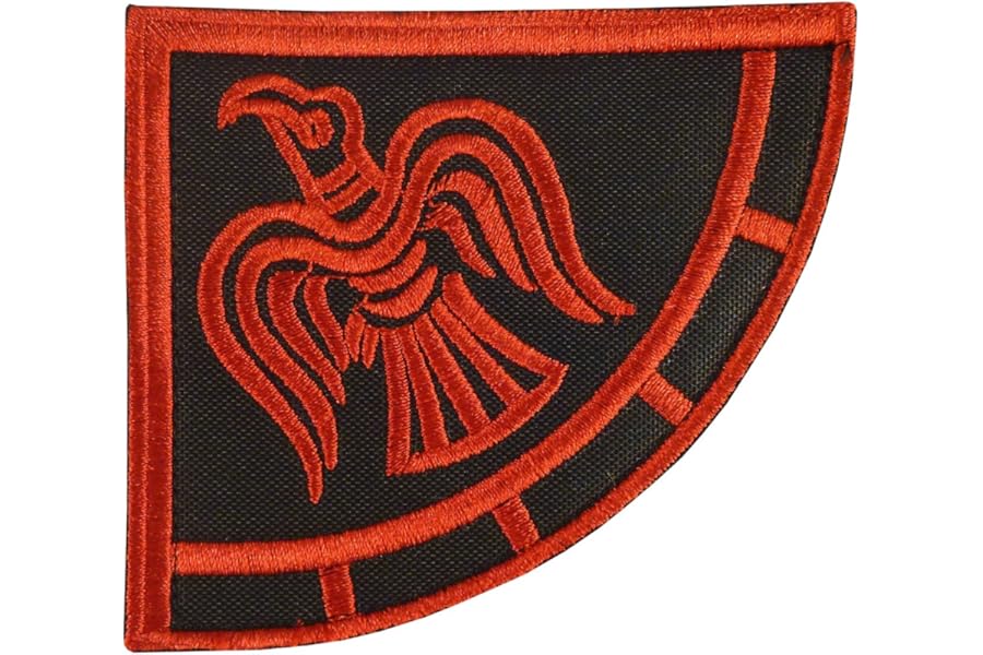 Rare Viking Raven Banner Morale Tactical ACU Odin God of War Embroidered Hook Patch (Black and Red) product image