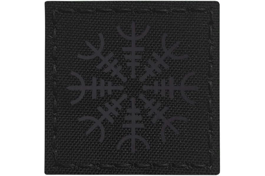 IR 2x2 Blackout Aegishjalmur Helm of Awe Viking Norse Heathen Aegishjalmr IFF Tactical Morale Hook Patch product image