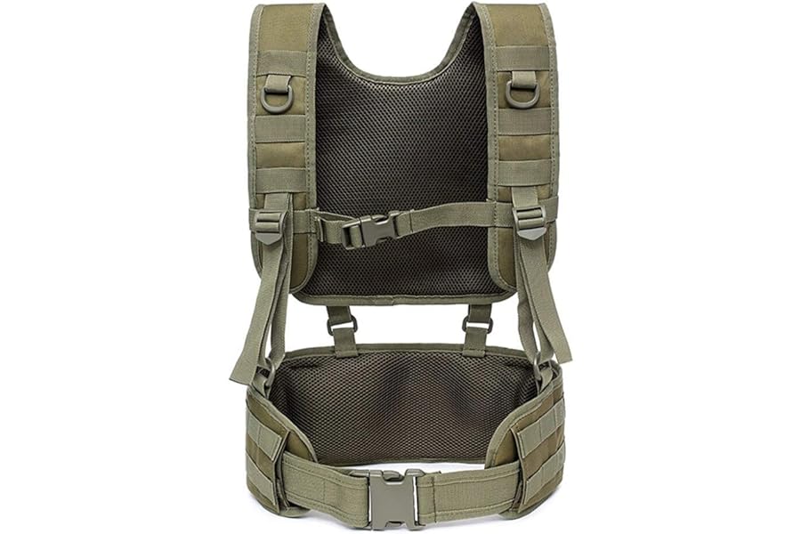 HWZ Tactical Vest MOLLE 1000D Nylon Vest Belt Combat Army Battle Cummer bunds for Mens with Shoulder Sling Combat Waist Belt product image