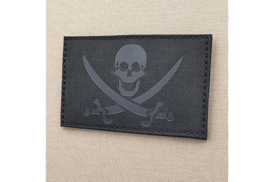 Infrared Jolly Roger Large 3x5 IR Calico Jack Morale Tactical Patch (Blackout Subdued) product image