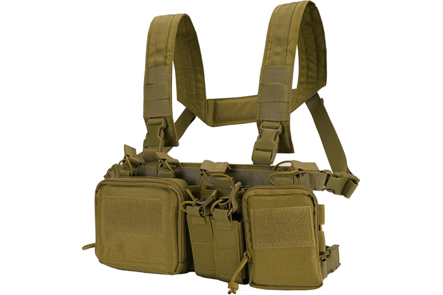 SIVIGEAR Tactical Phone Chest Rig Vest 500D Nylon Molle Compatible Plate Carrier Harness with Phone Mount,Adjustable Strap product image