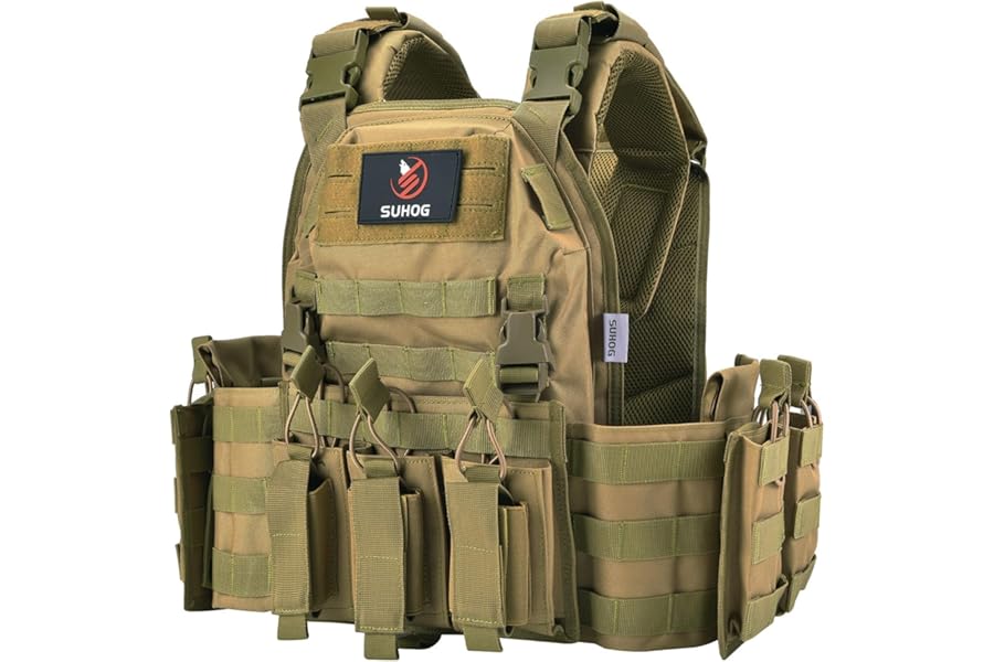 Adjustable Quick Release Tactical Vest, Molle Airsoft Vest, Lightweight Modular with Multiple Pouches For Training product image