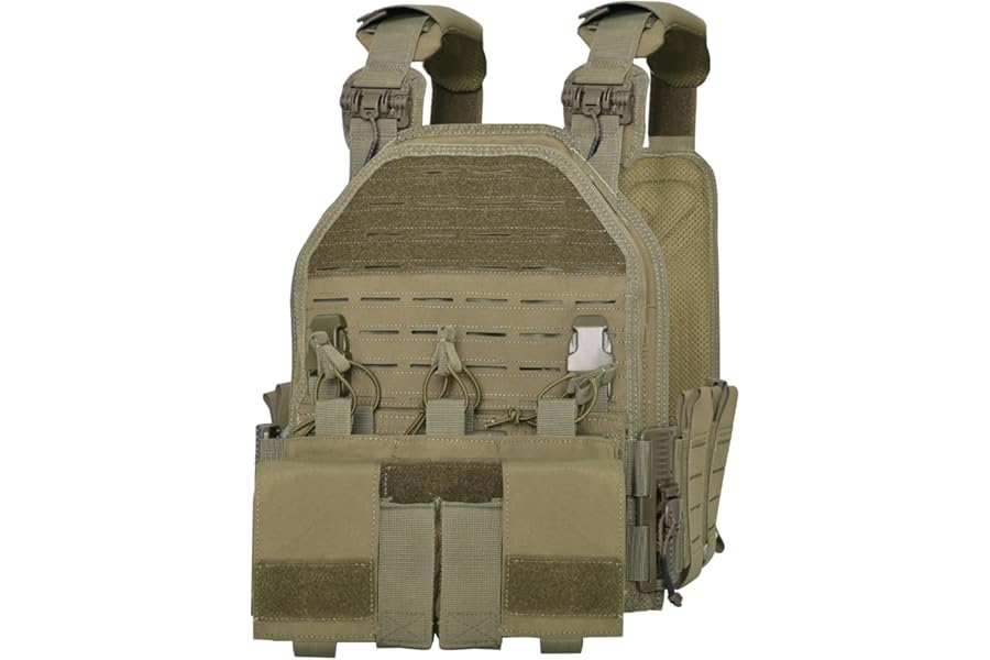 SUMSEEK Tactical Vest with 4 Mag Pouches,1000D Nylon Molle Plate Carrier,Quick Release,Mesh Back Panel for Airsoft training product image