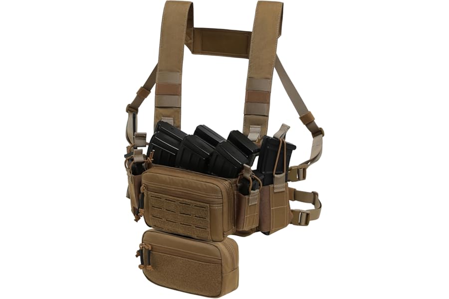 Dotacty Compact Chest Rig with 5.56 & Pistol Magazine Pouch Elastic Radio/Flashlight Holder Tactical Dangler Pouch product image