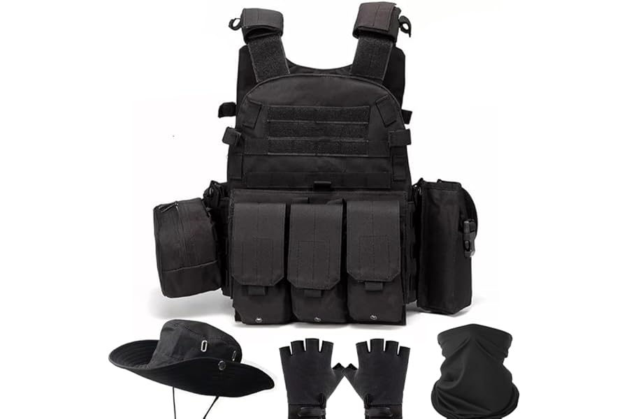 SANYETS Airsoft Vest,Tactical Molle Vest with Pouches,Cap,Gloves,Balaclava for Military Costume,Men's Airsoft Tactical Gear product image