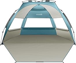 OutdoorMaster Beach Tent Sun Shelter for 3-4 Person, Pop Up Beach Tent Easy Setup with Sandbags, Portable Sun Shade Canopy with Carrying Bag for Beach & Outdoor, UPF50+ UV Protection, Family Size product image