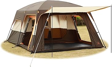 KTT Extra Large Tent 10-12-14 Person(A),Family Cabin Tents,2 Rooms,3 Doors and 3 Windows with Mesh,Straight Wall,Waterproof,Double Layer,Big Tent for Outdoor,Picnic,Camping,Family Gathering product image
