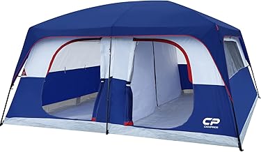 CAMPROS CP 12 Person Cabin Tent, 2 Room Extra Large Straight Wall Camping Tents Waterproof Windproof with Top Rainfly, 6 Large Mesh Windows, Double Layer, Easy Set Up Family Tent product image