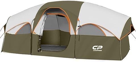 CAMPROS CP Tent 8 Person Camping Tents, Weather Resistant Family Tent, 5 Large Mesh Windows, Double Layer, Divided Curtain for Separated Room, Portable with Carry Bag product image