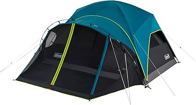 Coleman Carlsbad 4 Person Dark Room Dome Camping Tent with Screen Room, E Ports, Side Windows, and WeatherTec System, Teal Blue/Black product image